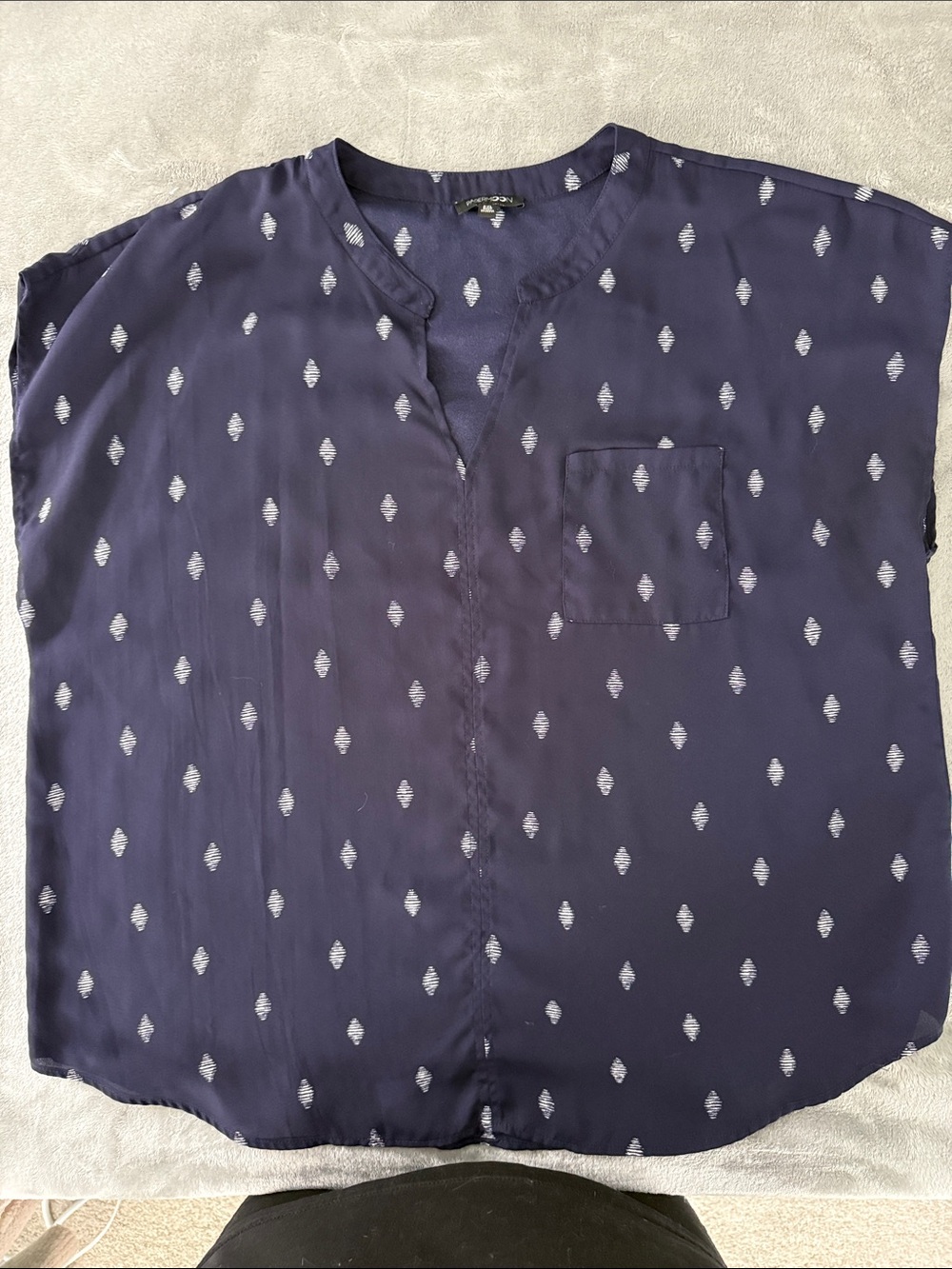 Papermoon Navy Diamond-Print Short Sleeve Blouse